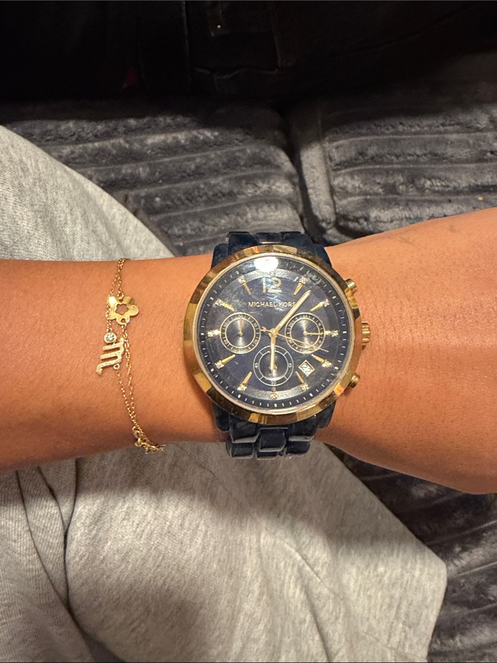 Michael Kors Navy and Gold Chronograph Watch